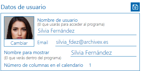 datos usuario archivex