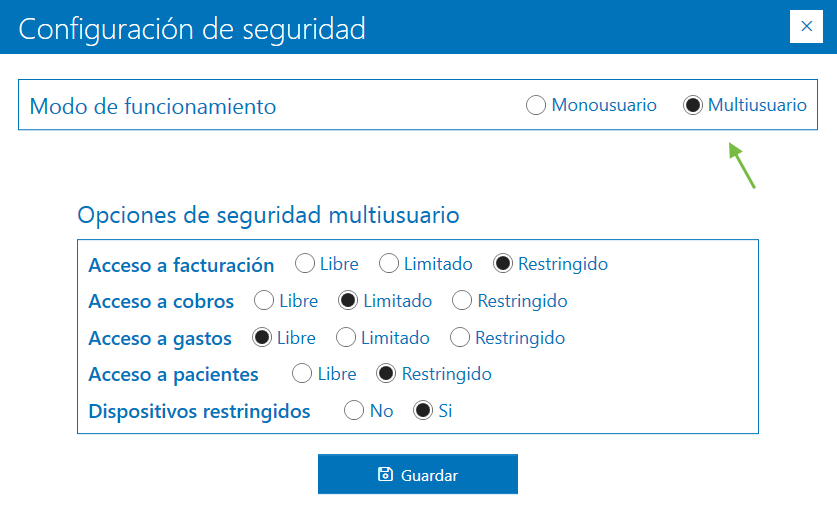 configuración seguridad archivex