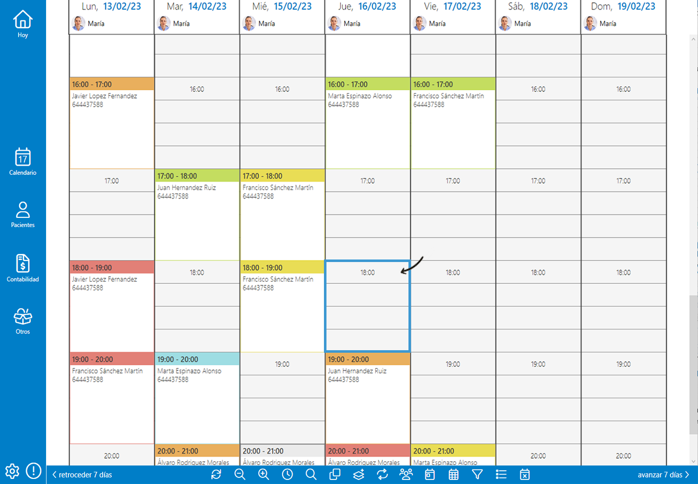 Calendario Archivex Clinical software de gestión clínica privada